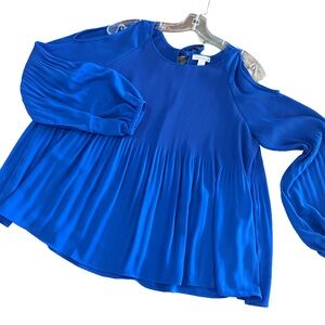 John Paul Richard Royal Blue Cold Shoulder Top, Size L